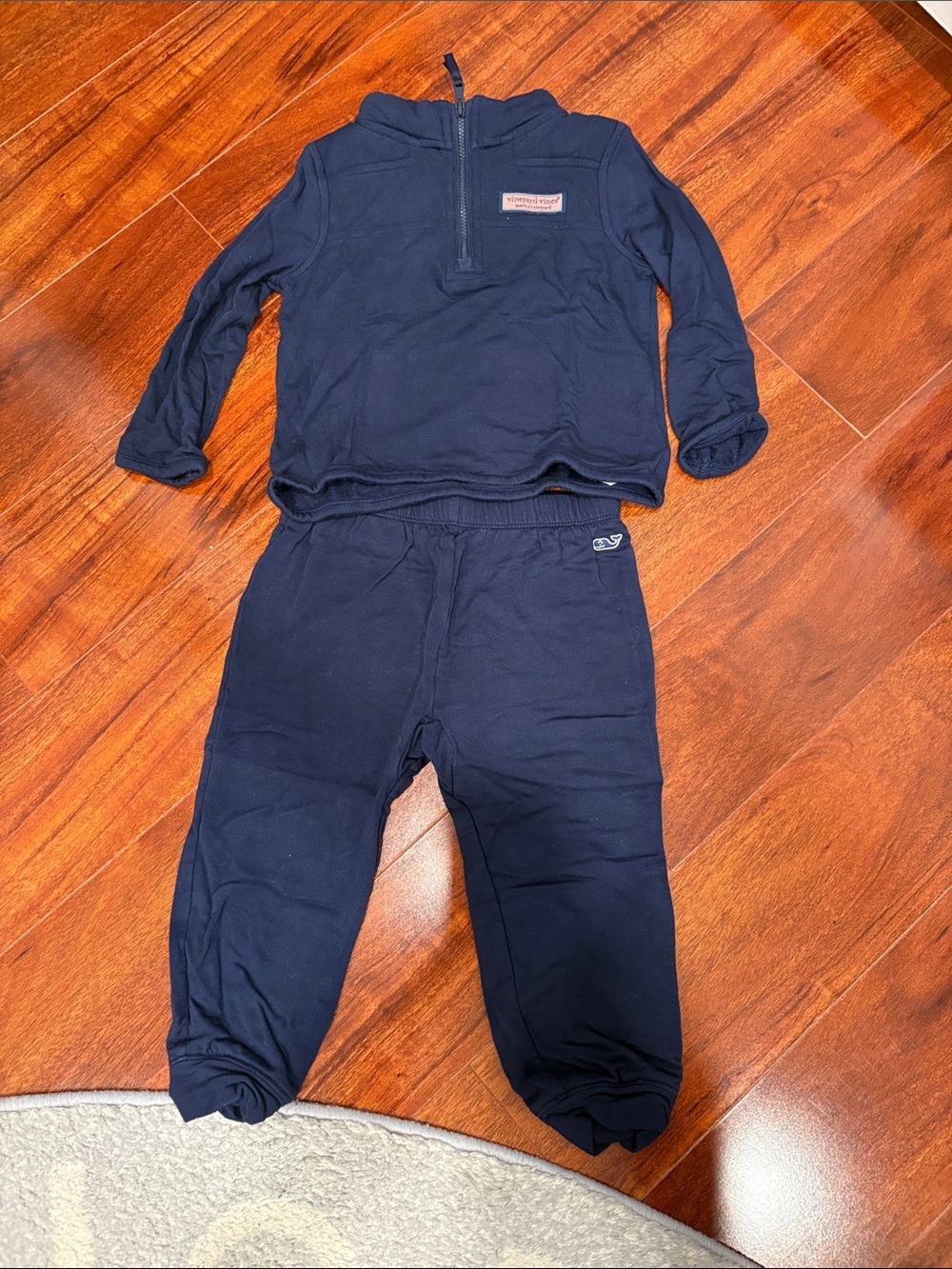 Vineyard Vines Kids Navy Sweatpants & Half-Zip Top Set